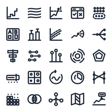 Chart analytics pro icon set, 25 line icons collection vol 2