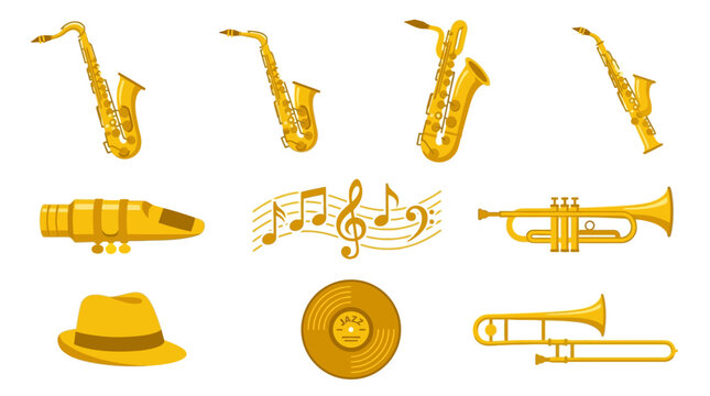 Jazz Musical Instruments Icons.