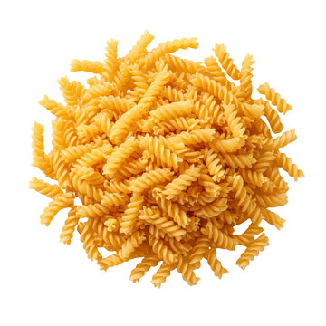 Fusilli Pasta Spirals Piled on a Transparent Background