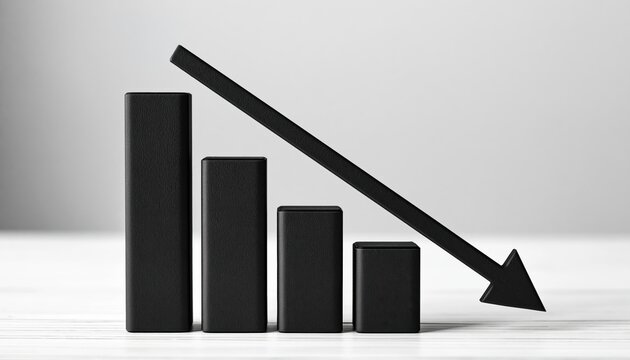 Chart showing a business graph with a falling arrow indicating economic decline