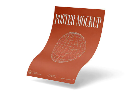 Poster Floating Curl Mockup