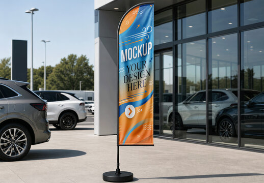 Feather Flag Showroom Exterior Mockup
