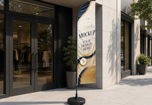 Feather Flag Storefront Mockup