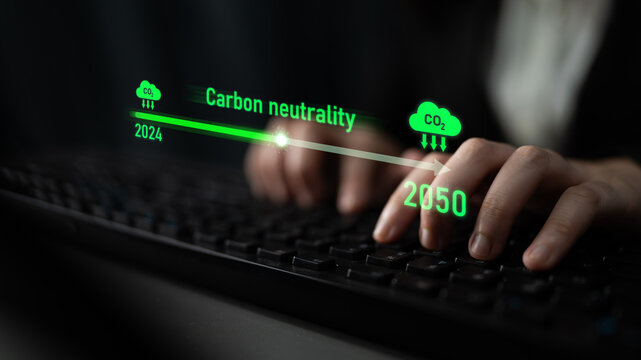 Carbon neutrality timeline illustrates carbon, neutrality, and reduction targets from 2024 to 2050 to support global sustainability and green initiatives Latch