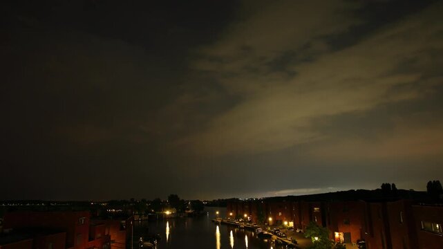 4K Timelapse of Dramatic Thunderstorm Clouds and Lightning, The Netherlands