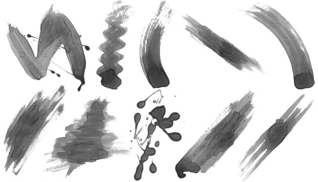 Traces de peintures noires sur fond blanc