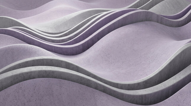 Textura abstracta 3D: formas onduladas tipo duna y lila suave y plata