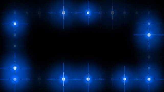 Blue LED flashing light border background, abstract bright club dance stage loop