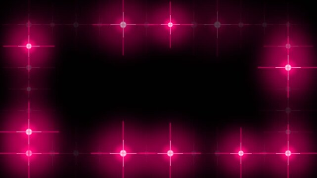 Neon flashing led light tunnel background, vibrant pink geometric glowing tech loop