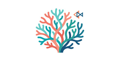 Coral Reef with Fish Flat Design Vector © mbendo