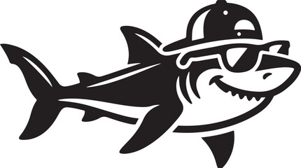 Naklejka premium Cartoon shark wearing firefighter helmet with goggles illustration
