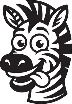 Cartoon zebra mascot with big eyes and playful smile illustration