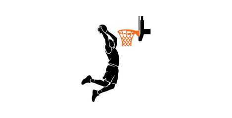 Basketball Player Slam Dunk Silhouette Vector © Vectors