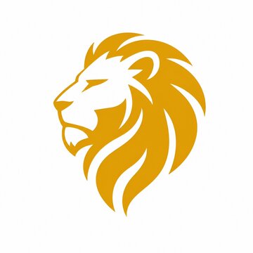 Minimalist Golden Lion Head Logo Vector on White Background