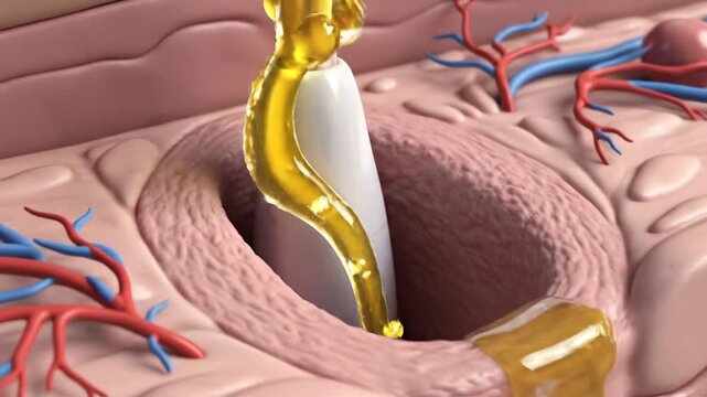 Skin layer diagram with sebaceous gland.