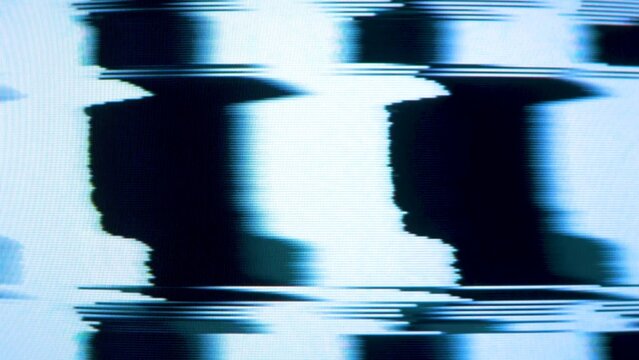 Abstract vhs glitch background featuring distorted horizontal lines and flickering digital noise with analog signal interference.
