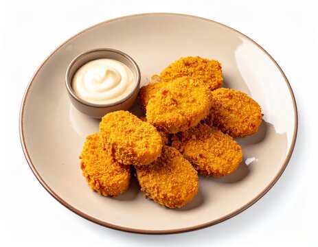 Crispy Kibbeling With Remoulade On Muted Pastel Dusty Butter Matte Plate