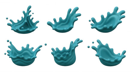 Fototapeta premium animated teal water splashes on a white background fluid dynamics for design elements and visual effects to use in various projects