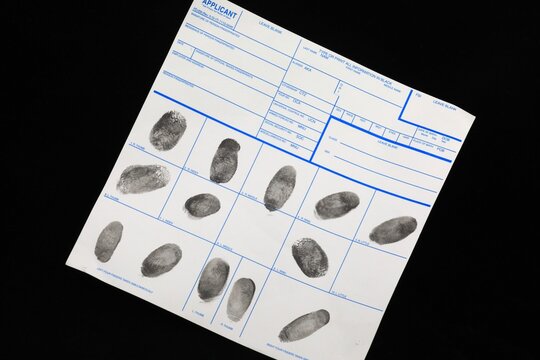 Fingerprint card for law enforcement identification