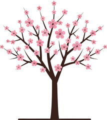 Fototapeta premium Pink cherry blossom sakura tree illustration for spring and nature themes
