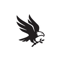 Fototapeta premium Eagle Logo Icon Monochrome Vector