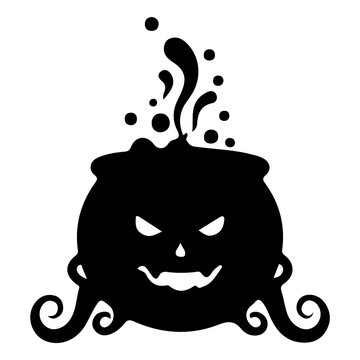 Spooky Halloween Pumpkin with Menacing Face and Smoke.