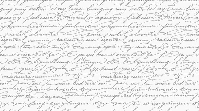 Abstract Vector Banner Featuring Unreadable Cursive Handwritten Poetry Text with Artistic Scribbles and Calligraphy Script Elements Created with a Fine Tip Pen for Creative Background Design