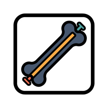 Femur Metal Rod Implant X-Ray Icon for Orthopedics

