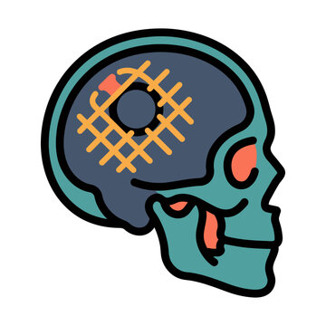 Cranial Mesh Plate Implant X-Ray Icon for Neurosurgery