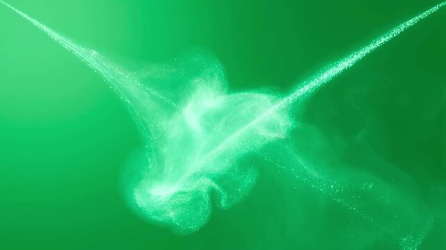 Abstract Green Smoke Swirls and Wisps Flowing Gracefully.