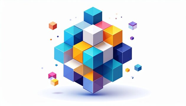 Abstract 3D Cubes Background with Vibrant Colors