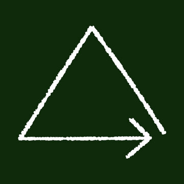Hand-drawn triangle and sideways arrow icons on a blackboard&mdash;representing loading, back, recycle, cycle, reload, etc.