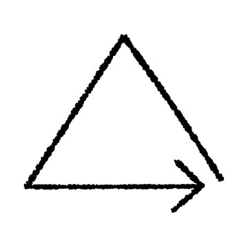 Hand-drawn triangle icon with a side arrow&mdash;representing loading, back, recycle, cycle, reload, etc.