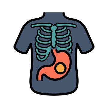 Swallowed Coin Stomach X-Ray Icon for Pediatric ER