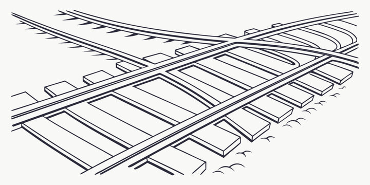 Black and white of a complex railway track junction train tracks crossing railroad tracks