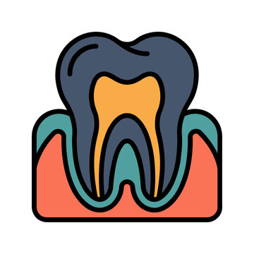 Root Canal Tooth X-Ray Icon for Endodontics