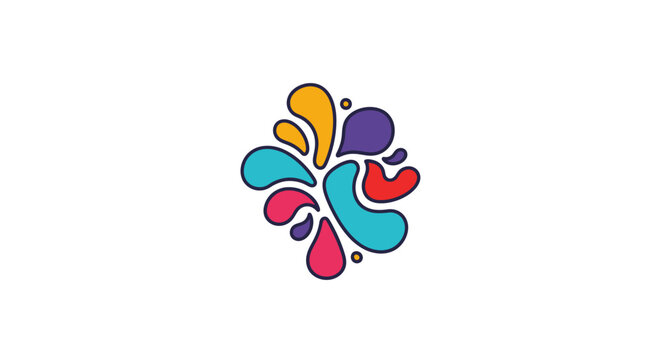 Abstract colorful liquid drop logo design.