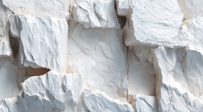 Close-up of a textured surface resembling a white, fractured rock formation.  The image displays irregular shapes and crevices, creating a rough and uneven appearance