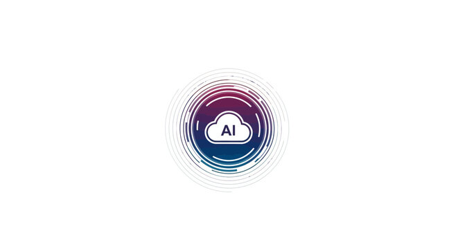 Artificial intelligence cloud icon with circular digital particles.