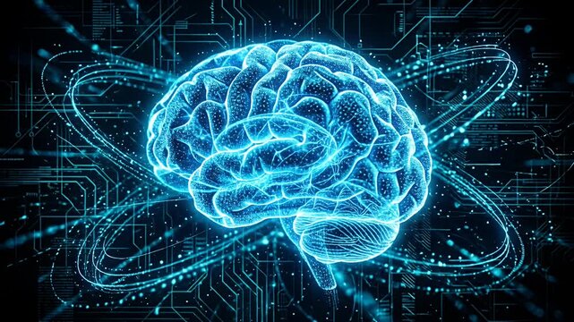 brain circuitry blue neural network glow animation