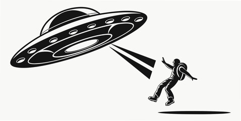 Black silhouette of a ufo chasing a person in space flying saucer alien abduction © Bakkar