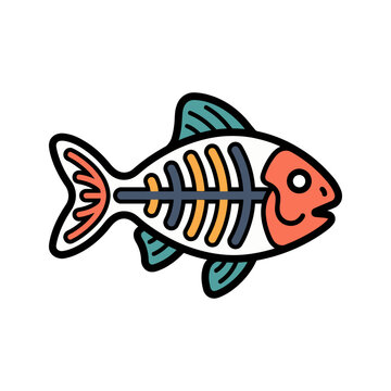 Fish Skeleton X-Ray Icon for Marine Biology