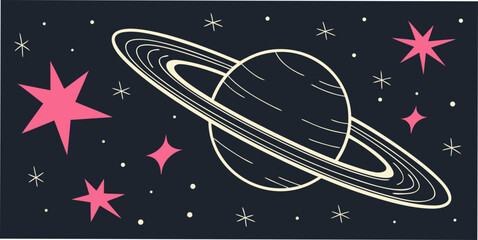 Black silhouette of earth with orbiting satellites and stars in space planet earth © Abu
