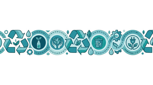 Eco-friendly Icons Seamless Pattern: Recycling, Nature, Energy