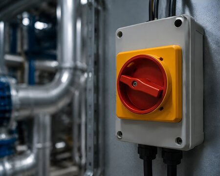 Electrical Isolator Switch Remains Off Inside Mechanical Room for Safer Maintenance and Lockout Procedures Compliance