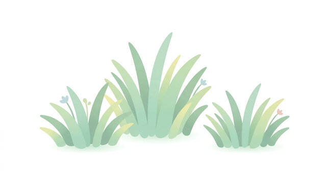 Simple grass vector illustration with soft pastel foliage