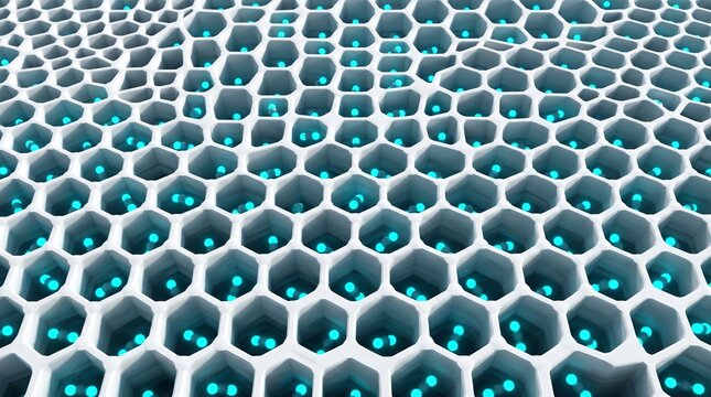 Dynamic capture process within a Metal-Organic Framework lattice 3D render
