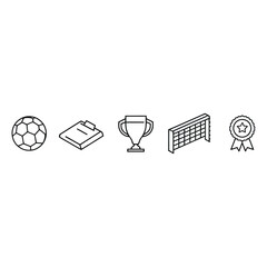 Modern Soccer Game Accessories Outline Icons Collection For Sports Design And Digital Projects © THREAD MUSE STUDIO