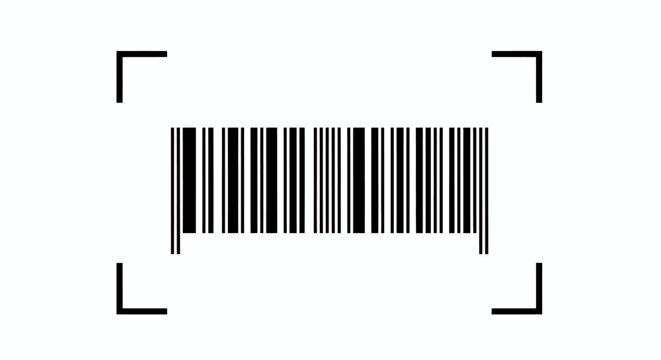 Close up photograph of a black and white barcode pattern ready for scanning.