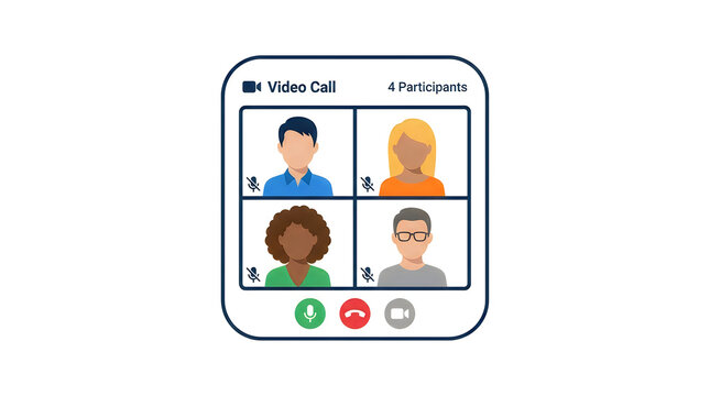 Four people video call interface